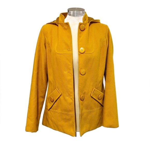 Marqueza Peru Mustard removable hooded Coat jacket lined women’s size Medium - Picture 11 of 11